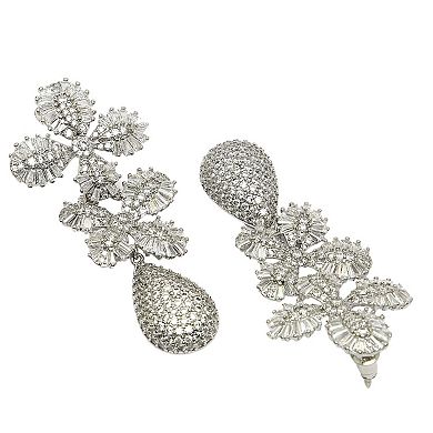 AGP PARIS Diva Collection Cubic Zirconia Dual Flower Drop Earrings