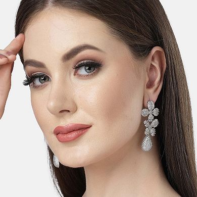 AGP PARIS Diva Collection Cubic Zirconia Dual Flower Drop Earrings