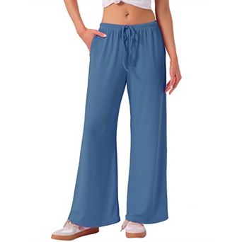 Women's Pajama Pants Wide Leg Casual Ribbed Knit Loose Fit Sleep Soft Comfort Outfits Lounge Bottoms