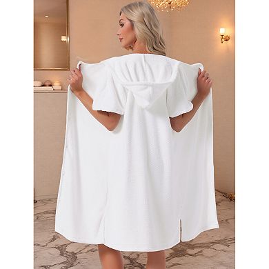 Women's Bath Robe Terry Towels Body Wearable Button Down Short Sleeve Cover Up Beach Shower Bathrobe