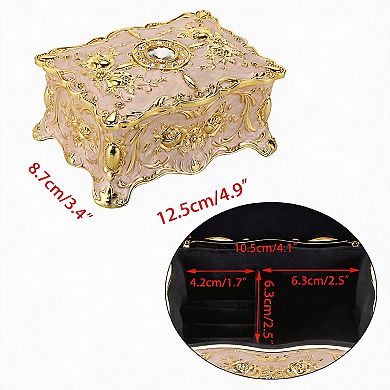 Vintage Metal Jewelry Box with Velvet Lining