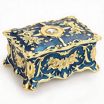 Vintage Metal Jewelry Box with Velvet Lining