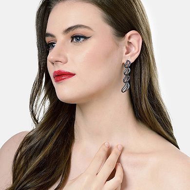 Dark Blue Curvy Loop Earrings