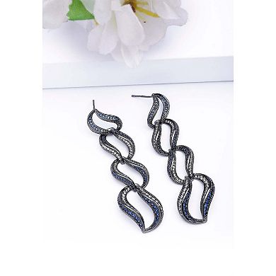 Dark Blue Curvy Loop Earrings