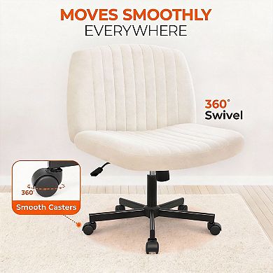 Wide Seat Swivel Chair, Adjustable Height, Tilt Tension, Sturdy Base, Easy Setup