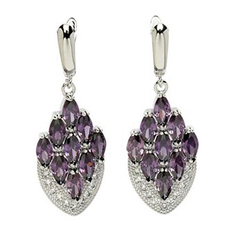 AGP PARIS Diva Collection Peacock Feather Drop Earrings