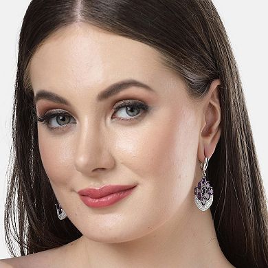 AGP PARIS Diva Collection Peacock Feather Drop Earrings