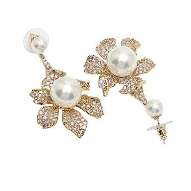 AGP PARIS Diva Collection Cubic Zirconia Blooming Pearl Floral Earrings