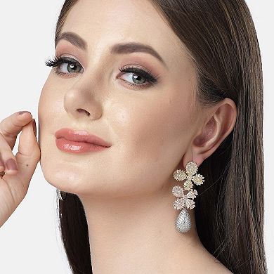AGP PARIS Diva Collection Cubic Zirconia Dual Flower Drop Earrings