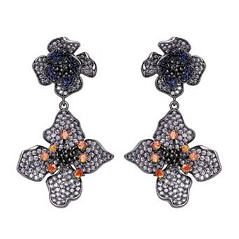 AGP PARIS Diva Two-Tiered Floral Drop Earrings