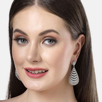 AGP PARIS Diva Collection Zirconia Shimmering Hollow Drop Earrings