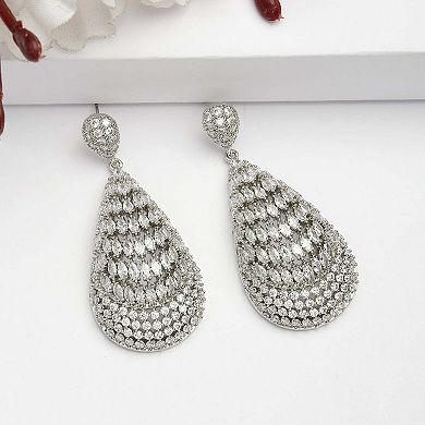 AGP PARIS Diva Collection Zirconia Shimmering Hollow Drop Earrings