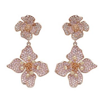 AGP PARIS Diva Two-Tiered Floral Drop Earrings