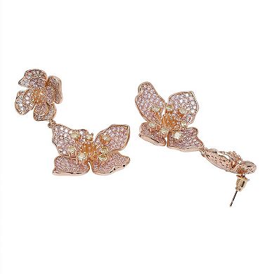 AGP PARIS Diva Two-Tiered Floral Drop Earrings