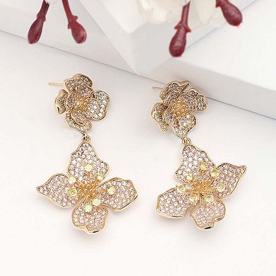 AGP PARIS Diva Two-Tiered Floral Drop Earrings