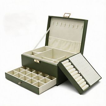 3-Layer PU Leather Jewelry Organizer for Women