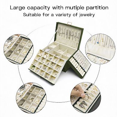 3-Layer PU Leather Jewelry Organizer for Women