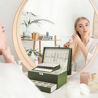 3-Layer PU Leather Jewelry Organizer for Women