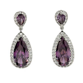AGP PARIS Diva Collection Zirconia Drop Earrings In Purple