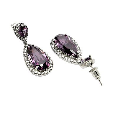 AGP PARIS Diva Collection Zirconia Drop Earrings In Purple