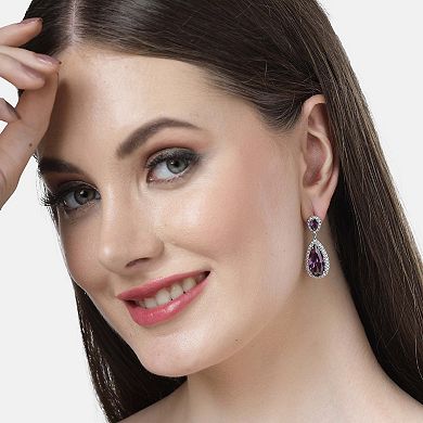 AGP PARIS Diva Collection Zirconia Drop Earrings In Purple