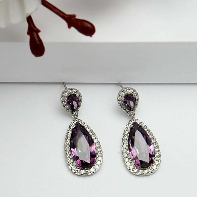 AGP PARIS Diva Collection Zirconia Drop Earrings In Purple