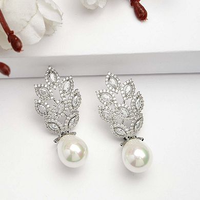 AGP PARIS Diva Collection Sterling Silver Hollow Leaf Drop Earrings
