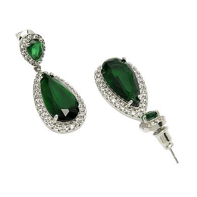 AGP PARIS Diva Collection Zirconia Drop Earrings In Green