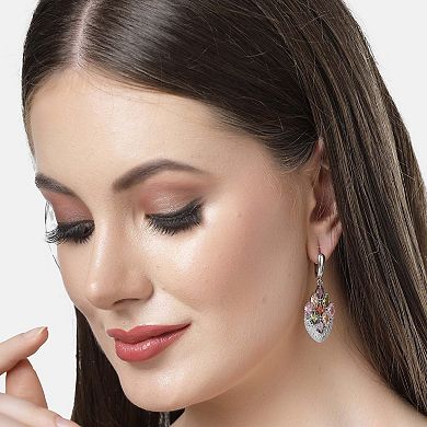 AGP PARIS Diva Collection Peacock Feather Drop Earrings