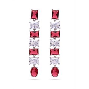 Hot Red Square Drop Earrings