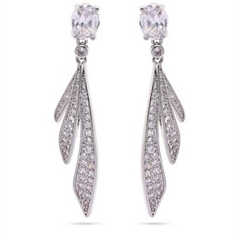 AGP PARIS Silver colored Feather Drop Earrings