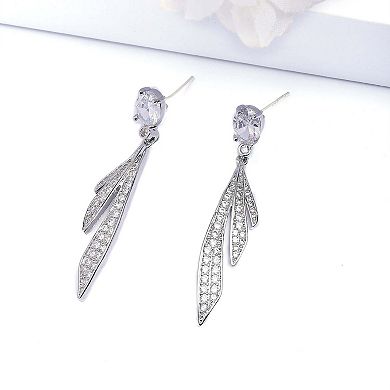AGP PARIS Silver colored Feather Drop Earrings