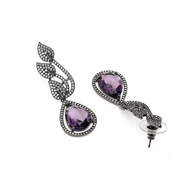 AGP PARIS Contemporary Leaf-shaped Purple Earrings