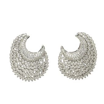 AGP PARIS Diva Collection Cubic Zirconia Designer Crescent Earrings