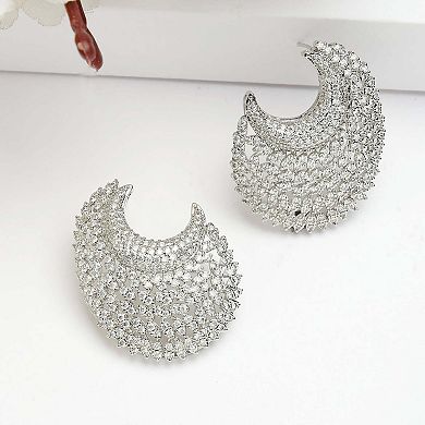 AGP PARIS Diva Collection Cubic Zirconia Designer Crescent Earrings
