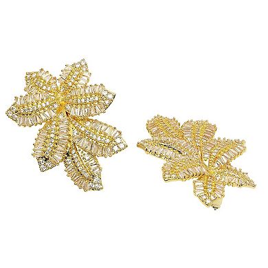 AGP PARIS Diva Collection Cubic Zirconia Yellow Finish Leaf Studs