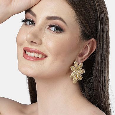 AGP PARIS Diva Collection Cubic Zirconia Yellow Finish Leaf Studs