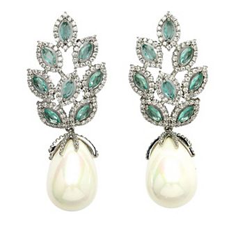 AGP PARIS Diva Collection Elegant Leafy Zirconia Drop Earrings