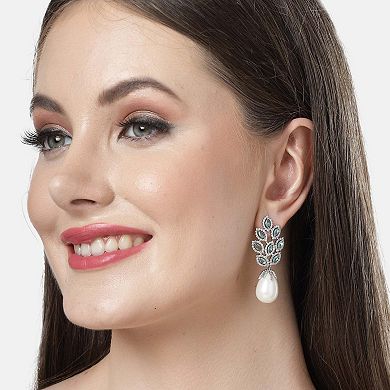 AGP PARIS Diva Collection Elegant Leafy Zirconia Drop Earrings