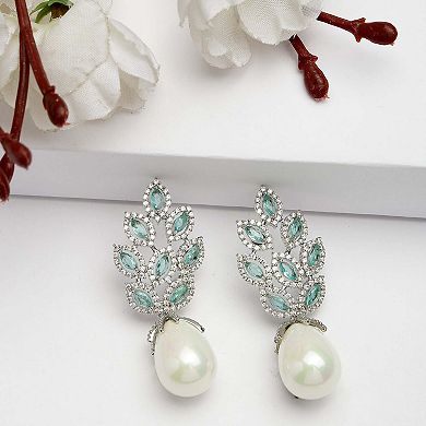 AGP PARIS Diva Collection Elegant Leafy Zirconia Drop Earrings