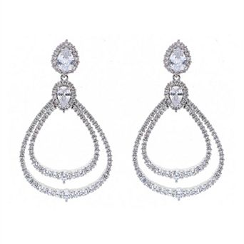 AGP PARIS Silver Double Hoop Dangle Earrings