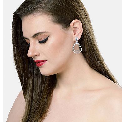 AGP PARIS Silver Double Hoop Dangle Earrings