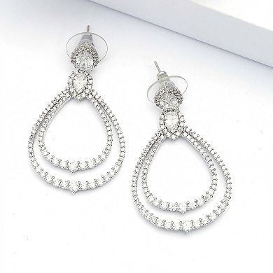 AGP PARIS Silver Double Hoop Dangle Earrings