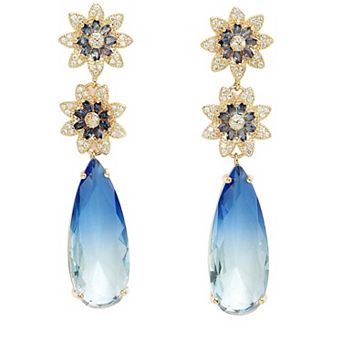 AGP PARIS Diva Collection Double Flower Drop Earrings