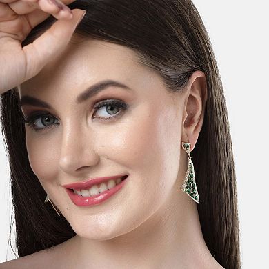 Diva Collection Zirconia Hollow Triangular Dangle Earrings