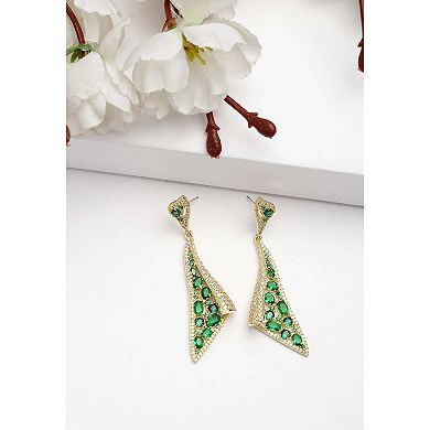 Diva Collection Zirconia Hollow Triangular Dangle Earrings