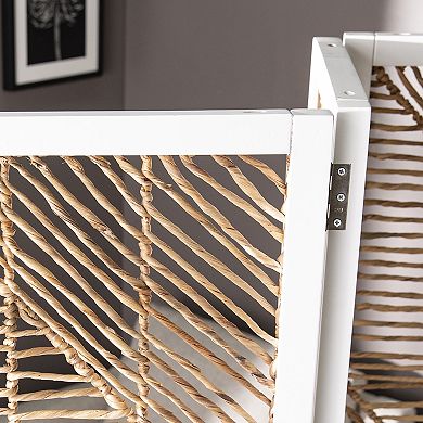 MIDOLA Natural and White 69-in. Woven Water Hyacinth Room Divider