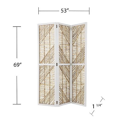 MIDOLA Natural and White 69-in. Woven Water Hyacinth Room Divider