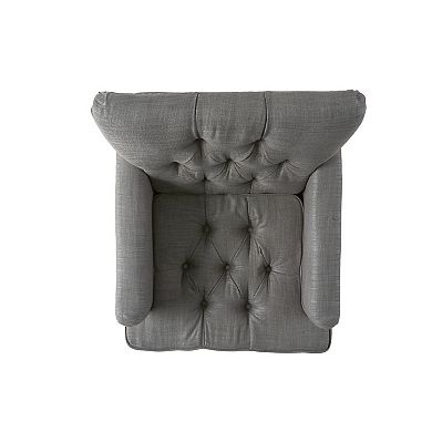 Harrison Tufted Club Chair with Button Tufting and Nailhead Trim in Charcoal Fabric