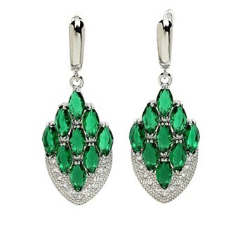 AGP PARIS Diva Collection Peacock Feather Drop Earrings